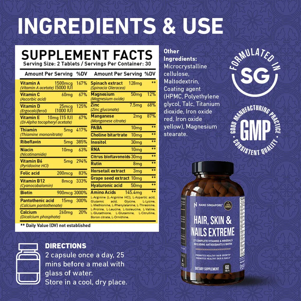 Hair Skin & Nail + Pure Biotin Revive & Regrow Hair Care Duo Nano