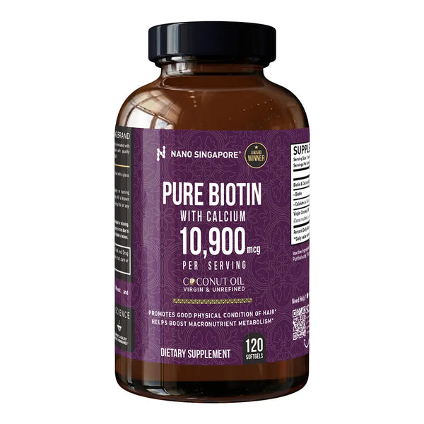 Pure Biotin with Calcium 10,900mcg - 120ct Nano Singapore