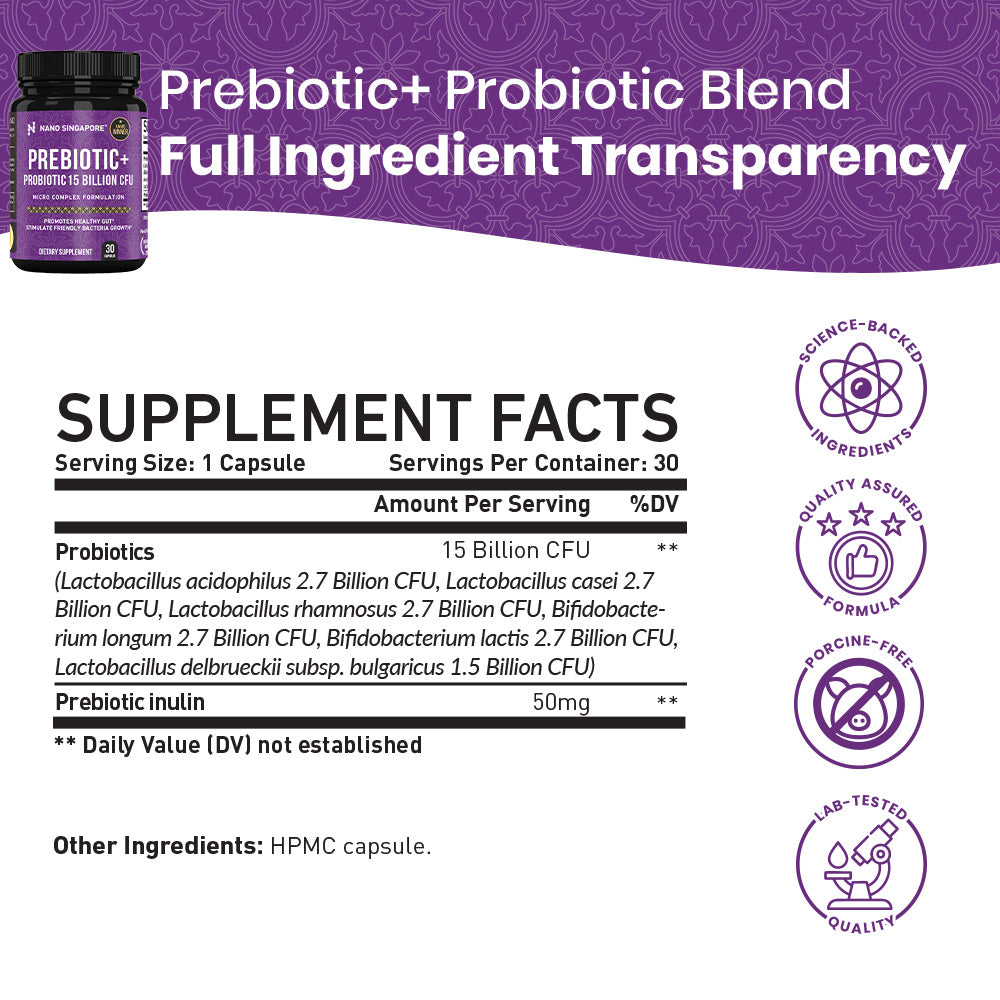 Prebiotic with Probiotics 15B CFU - 30ct