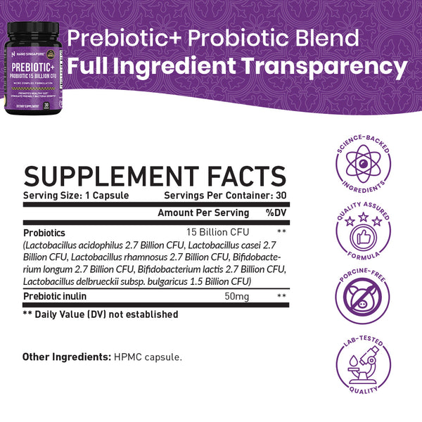 Prebiotic with Probiotics 15B CFU - 30ct