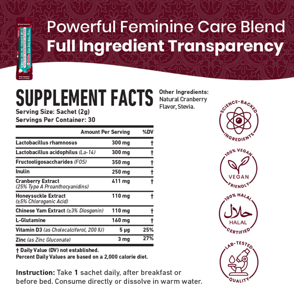 Feminine Care Pre+Probiotic Melts - 30 Sachets