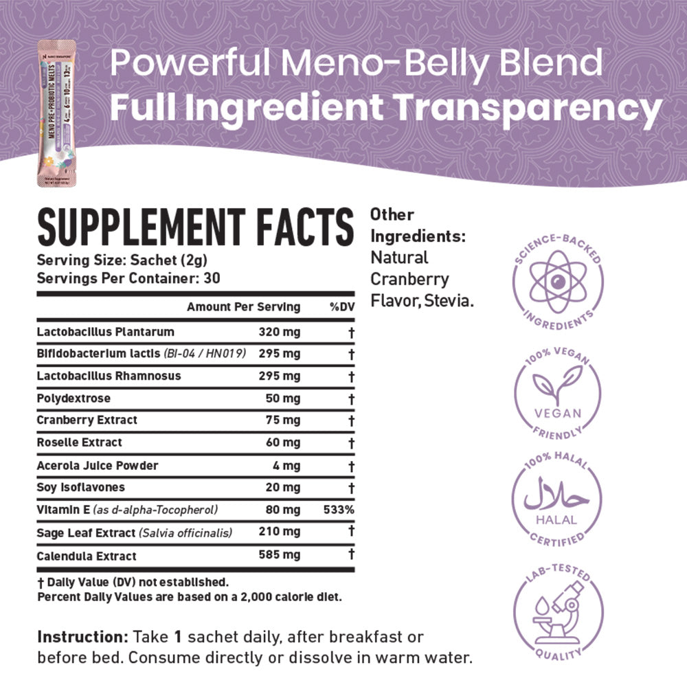 [1-FOR-1 DEALS] Meno Pre+Probiotic Melts - 60 Sachets
