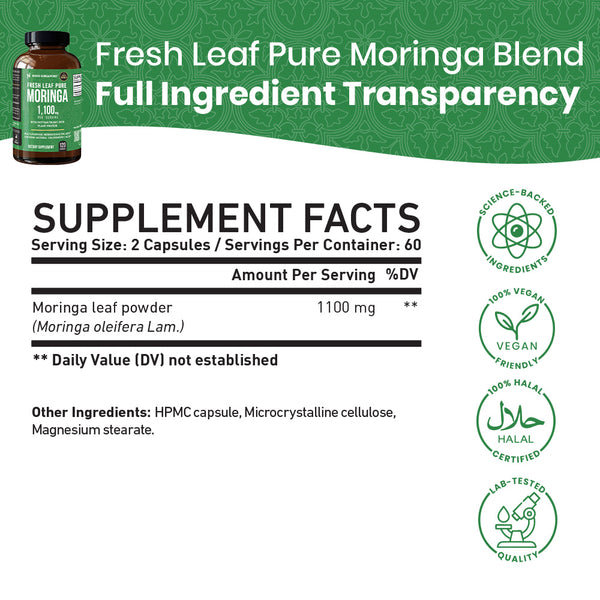 Fresh Leaf Pure Moringa 1,100mg - 120ct