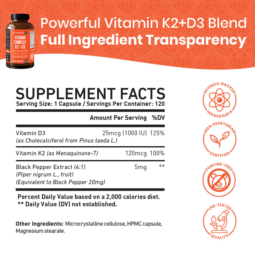 Vitamin Complex K2 + D3 - 120ct