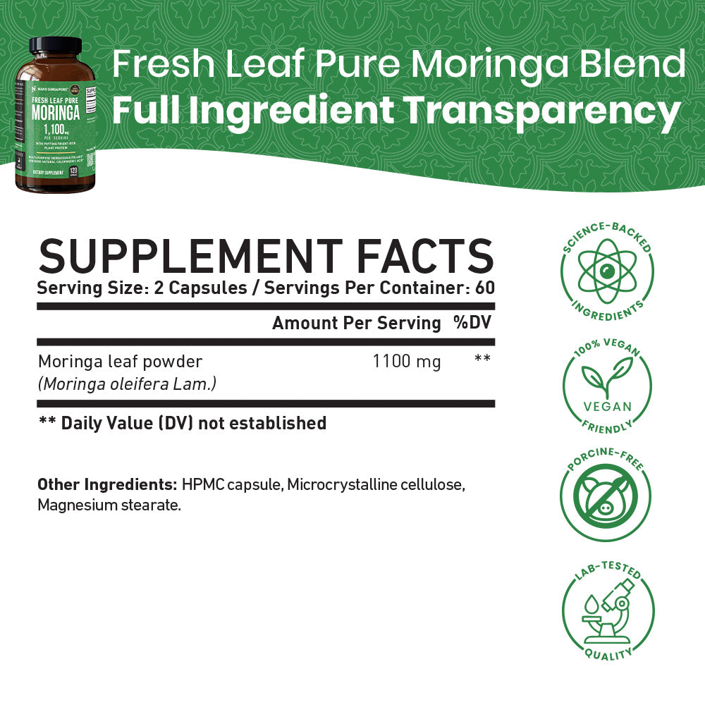 Fresh Leaf Pure Moringa 1,100mg - 120ct
