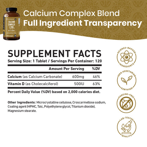 Calcium Complex 1200mg with Vitamin D - 120ct