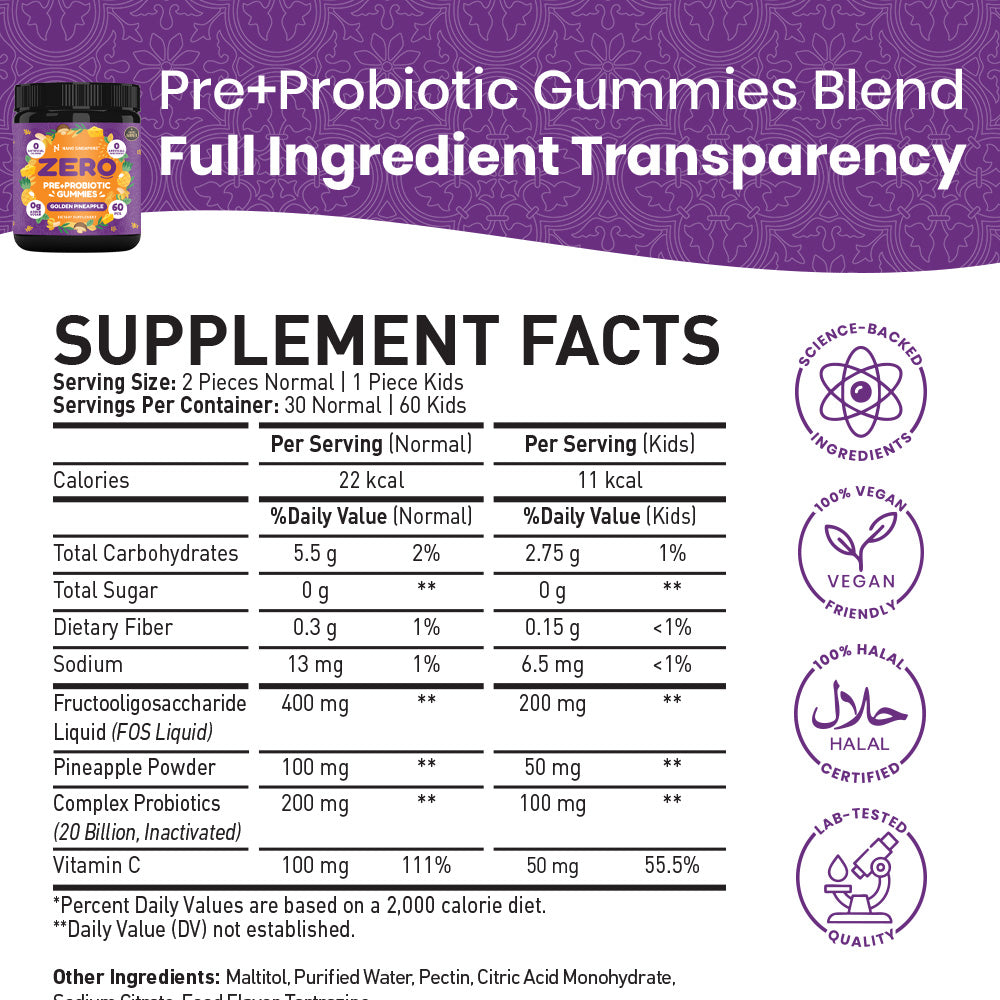[1-FOR-1 DEALS] Zero Pre + Probiotic Gummies - 120ct