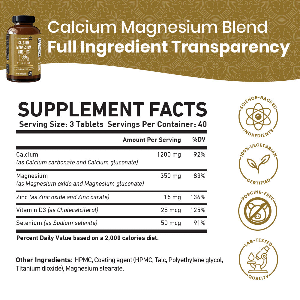 Calcium Magnesium Zinc + D3 - 120ct