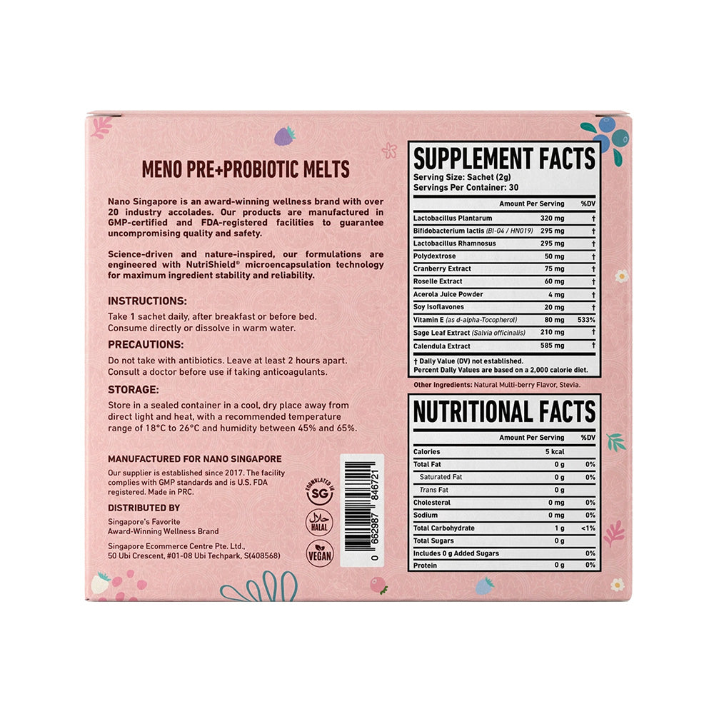 [1-FOR-1 DEALS] Meno Pre+Probiotic Melts - 60 Sachets