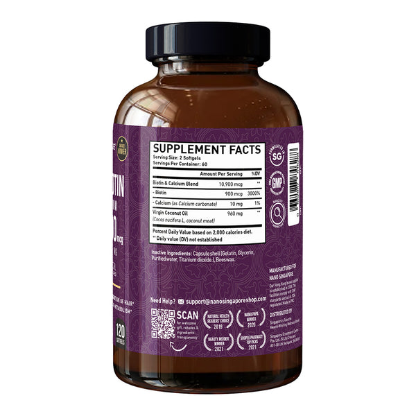 Pure Biotin with Calcium 10,900mcg - 120ct
