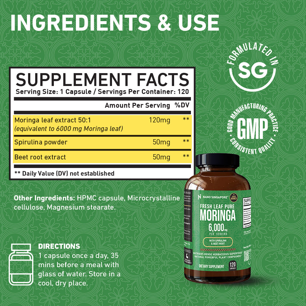 Fresh Leaf Pure Moringa 6,000mg - 120ct
