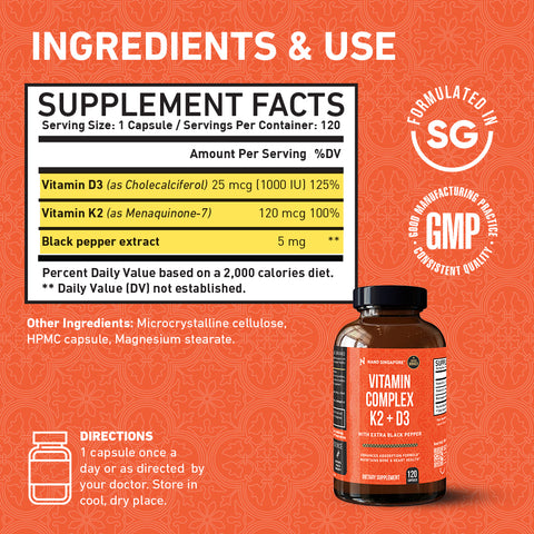 Vitamin Complex K2 + D3 - 120ct